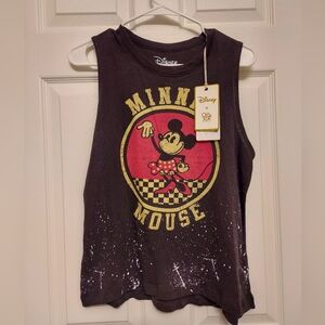 Minnie Mouse Tank Chaser Disney Collab Distressed Sleeveless Tshirt Grey Pink